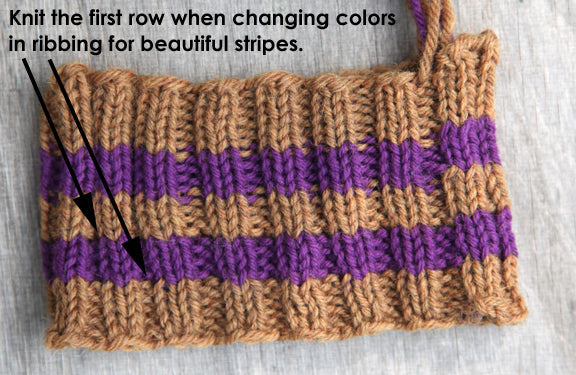 How to Knit Clean Stripes in Ribbing | Color Change Tips