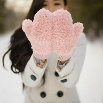 Crochet Faux Fur Mittens & Headband