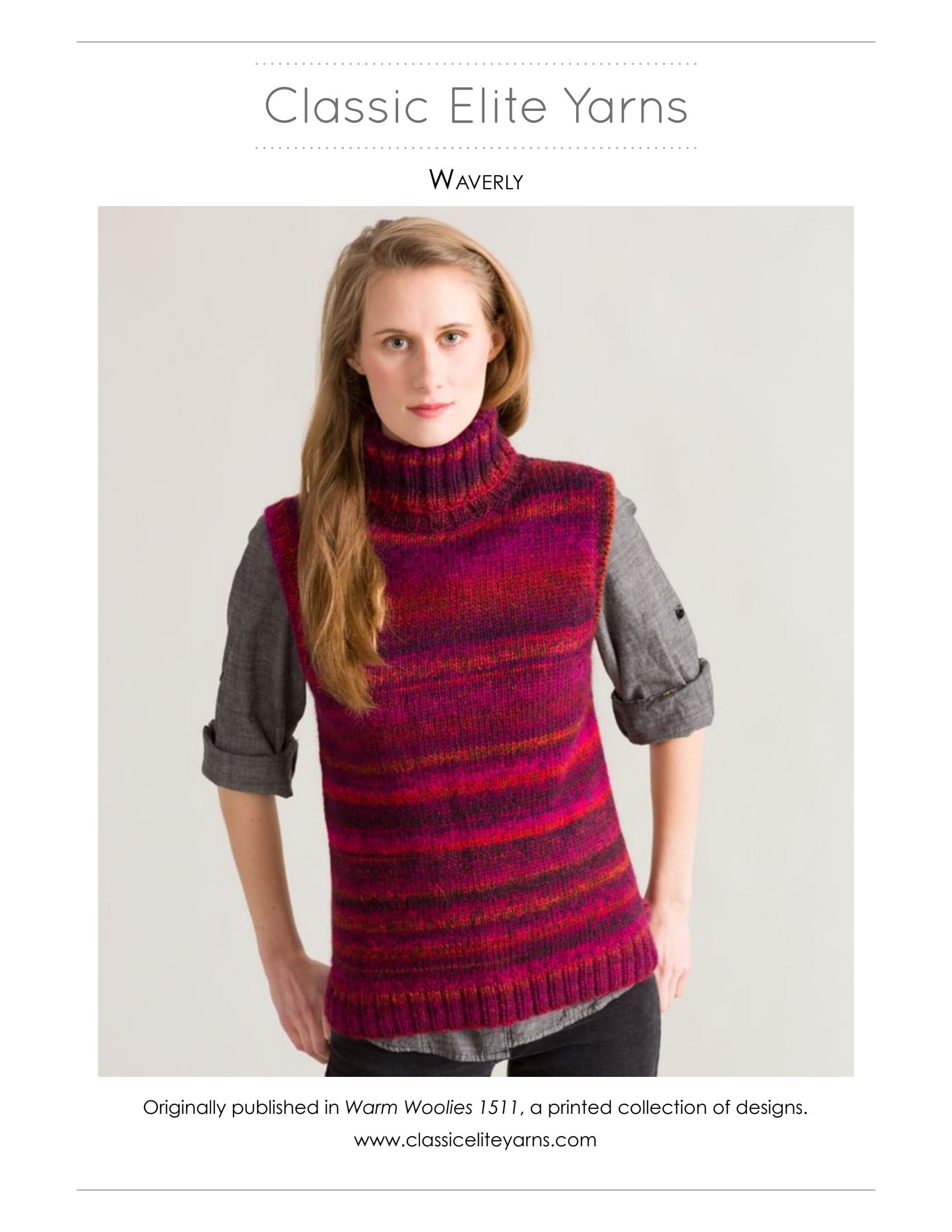 Classic Elite Yarns Waverly Vest Knitting Pattern