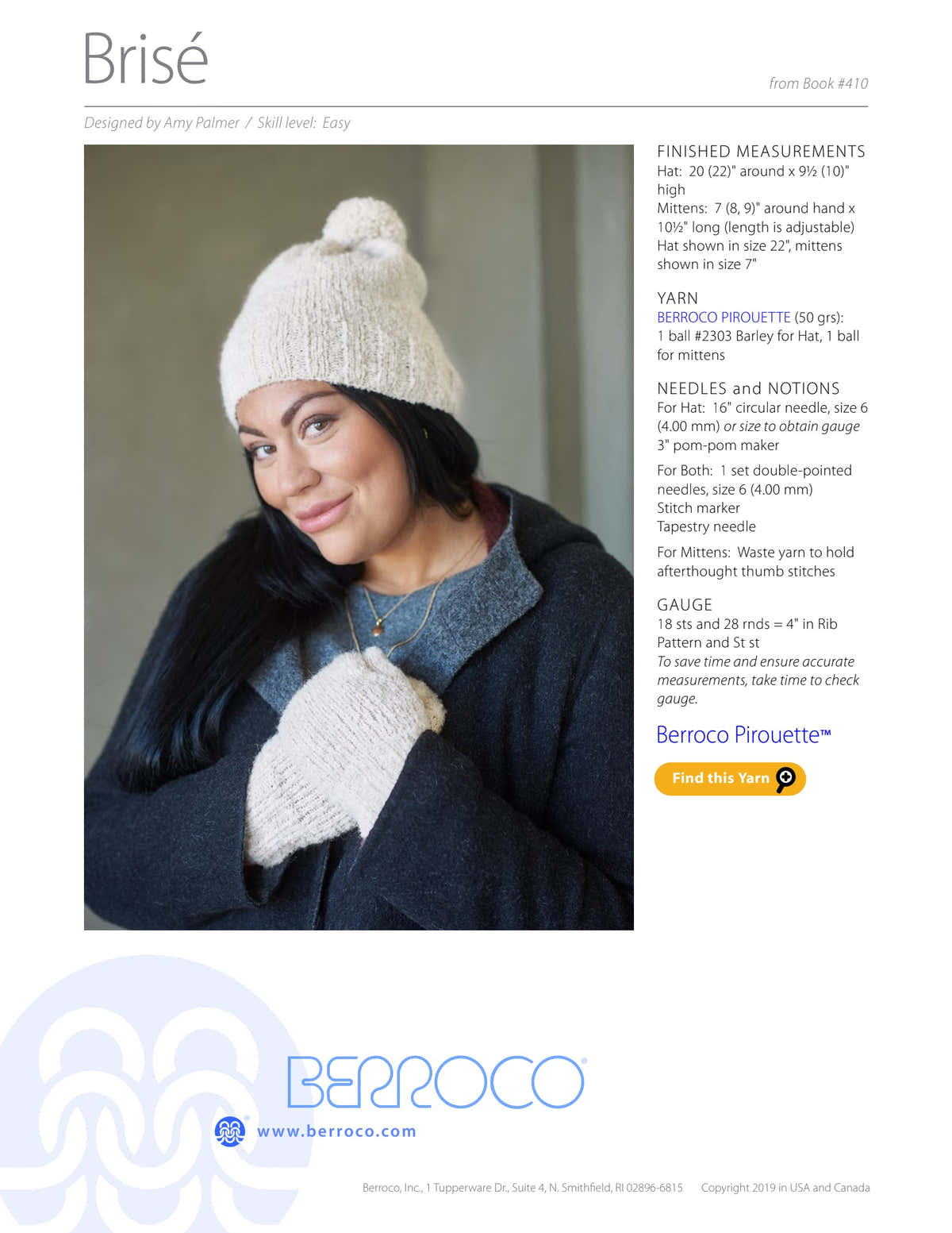 Berroco Bris? Hat Knitting Pattern