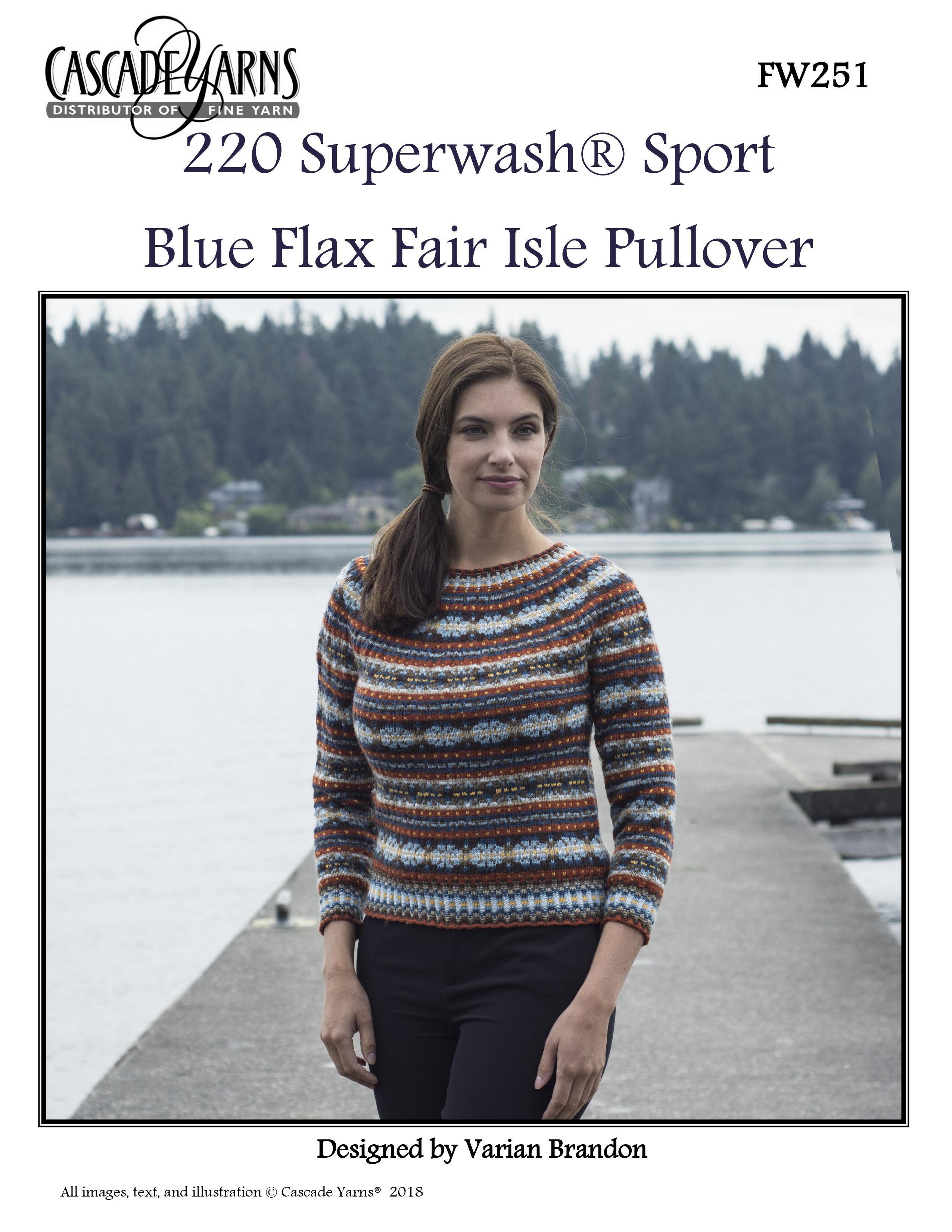 Blue Flax Fair Isle Pullover in Cascade Yarns 220 Superwash Sport - Free