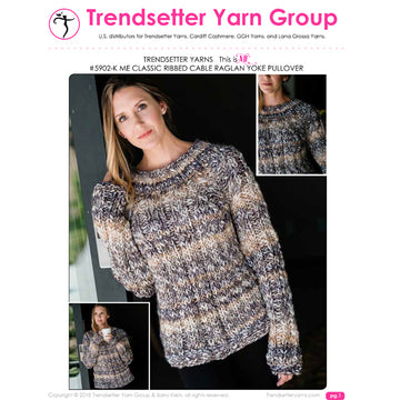Trendsetter Yarns Me Classic Ribbed Cable Raglan Yoke Pullover
