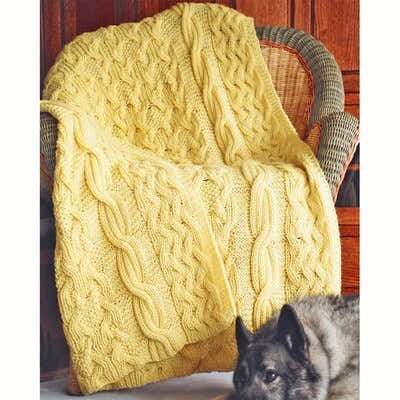 Fiber Trends 111LC Reversible Cabled Afghan Knitting Pattern