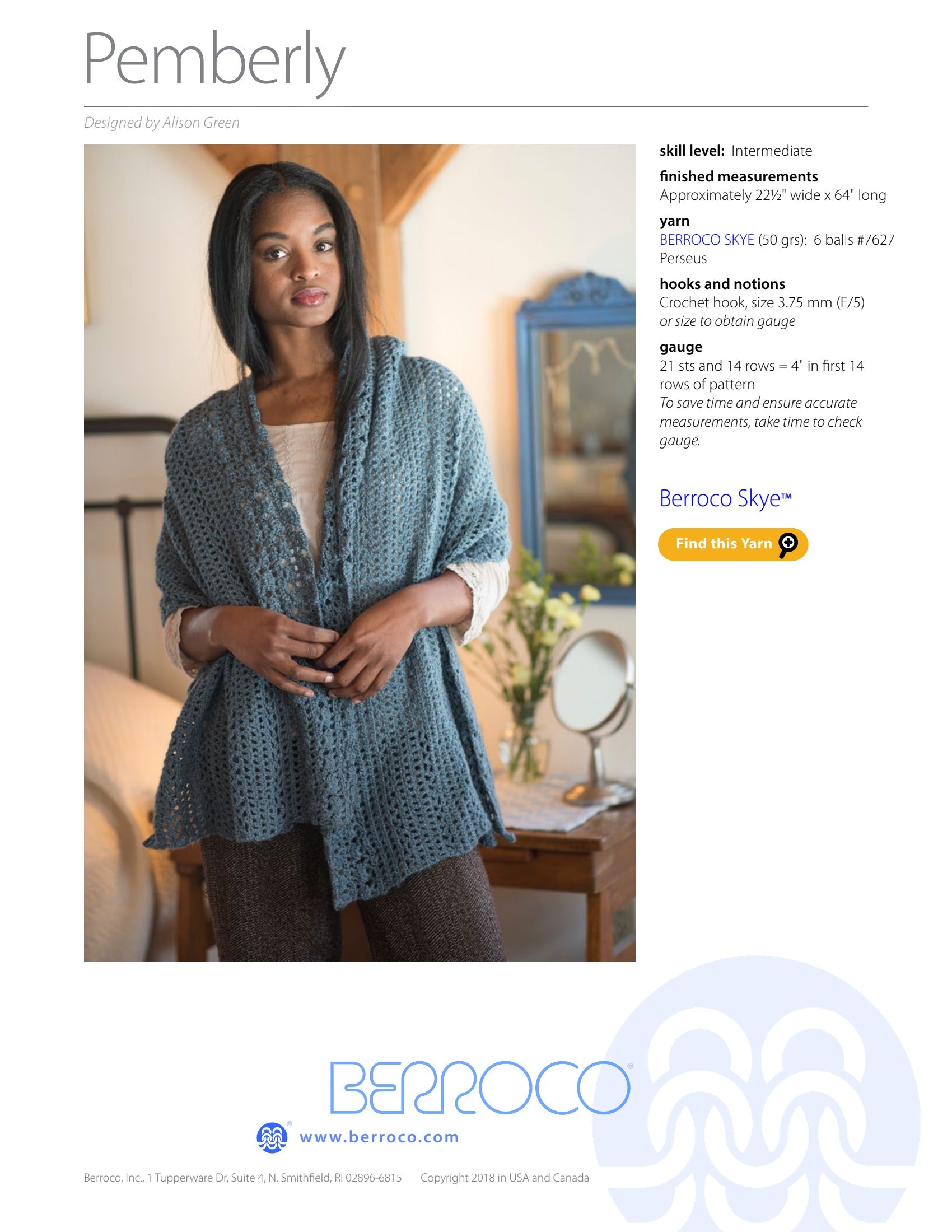 Berroco Pemberly Shawl Crochet Pattern