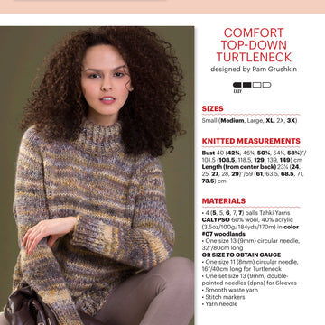 Tahki Yarns Comfort Top-Down Turtleneck Knitting Pattern