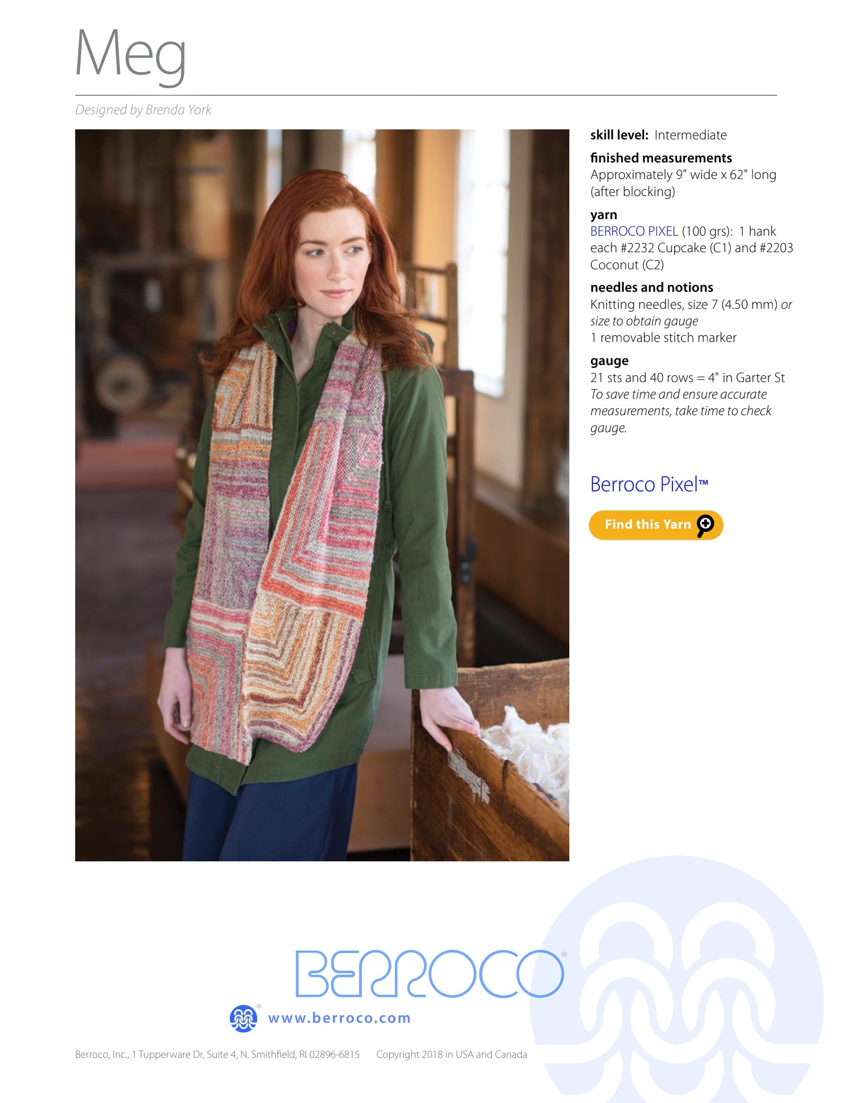 Berroco Meg Scarf Knitting Pattern