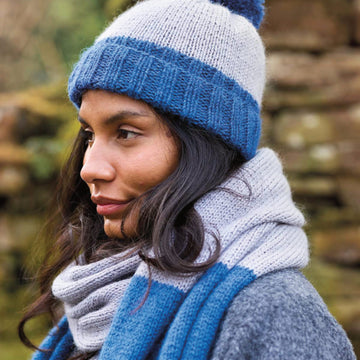 Cora Knitted I-Cord Tassel Scarf & Hat in Fable Brushed Aran