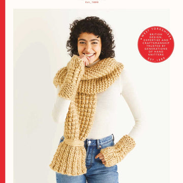 Sirdar Textured Scarf & Wrist Warmers Knitting Pattern