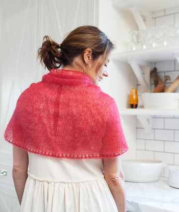 Churchmouse Studio Demi Lune Scarf in Rowan Kidsilk Haze/Tosh Silk Cloud PDF