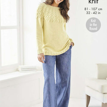 Ladies Sweater in King Cole Finesse Cotton Silk DK - P6165 - Leaflet