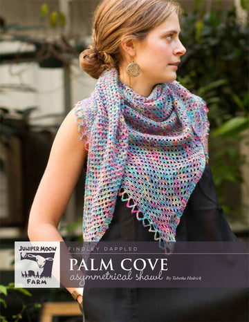 Palm Cove Asymmetrical Shawl in Juniper Moon Findley Dappled