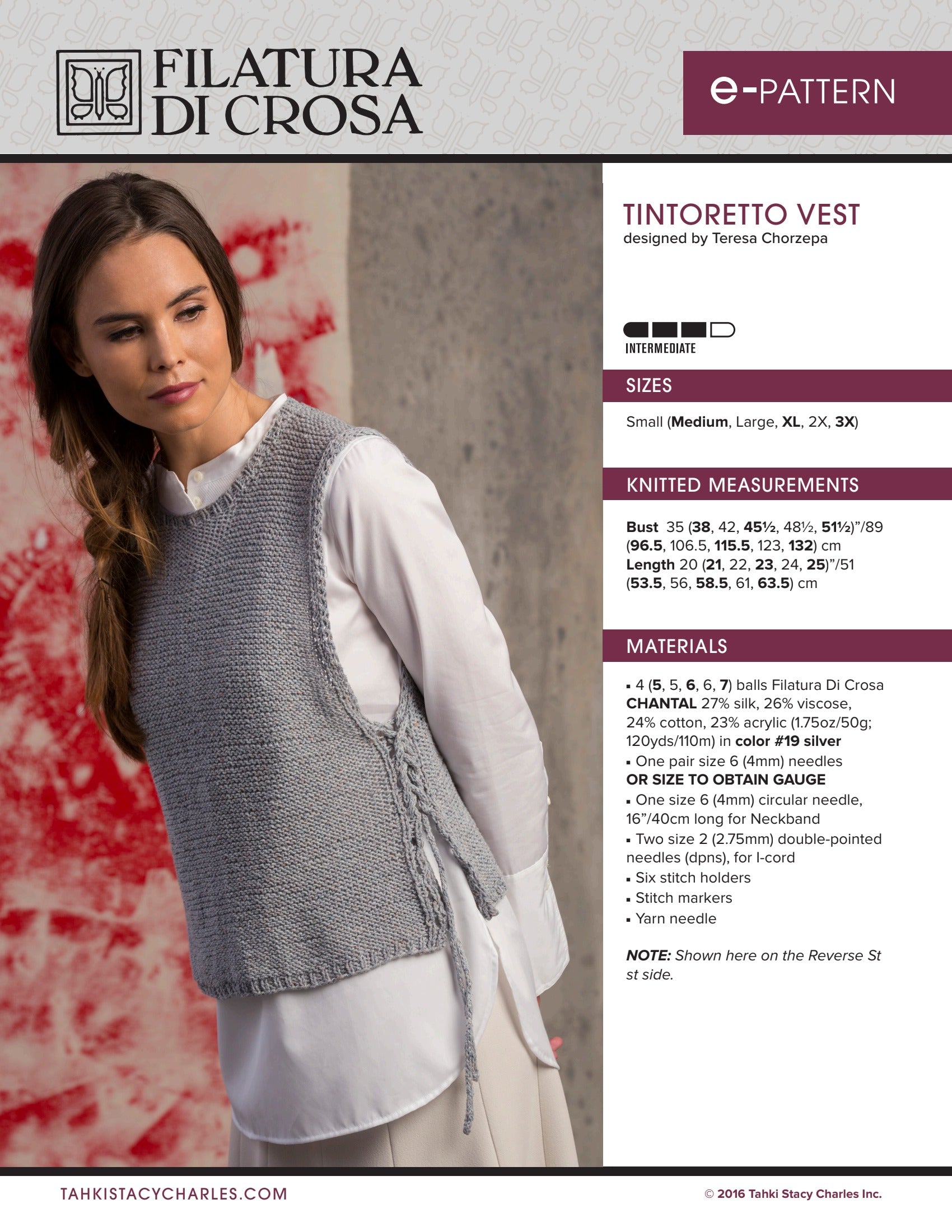 Filatura Di Crosa Tintoretto Vest Knitting Pattern
