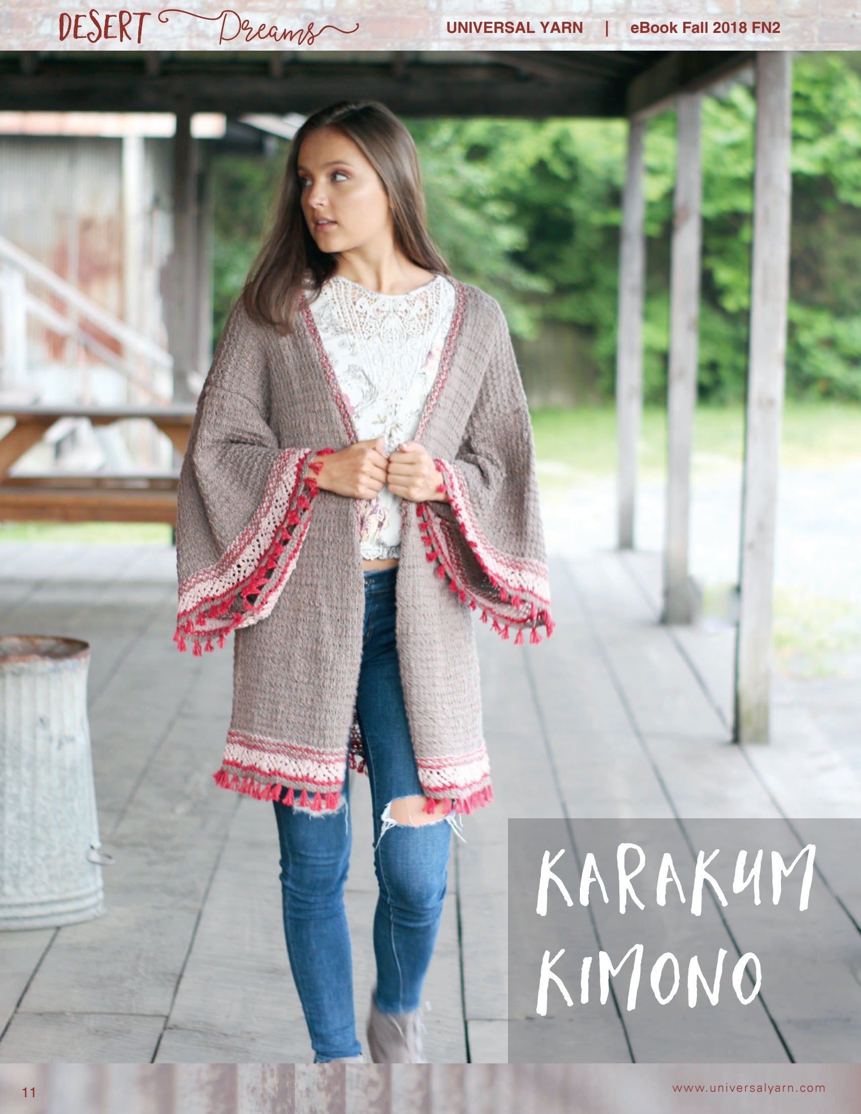 Universal Yarn Karakum Kimono Coat Knitting Pattern
