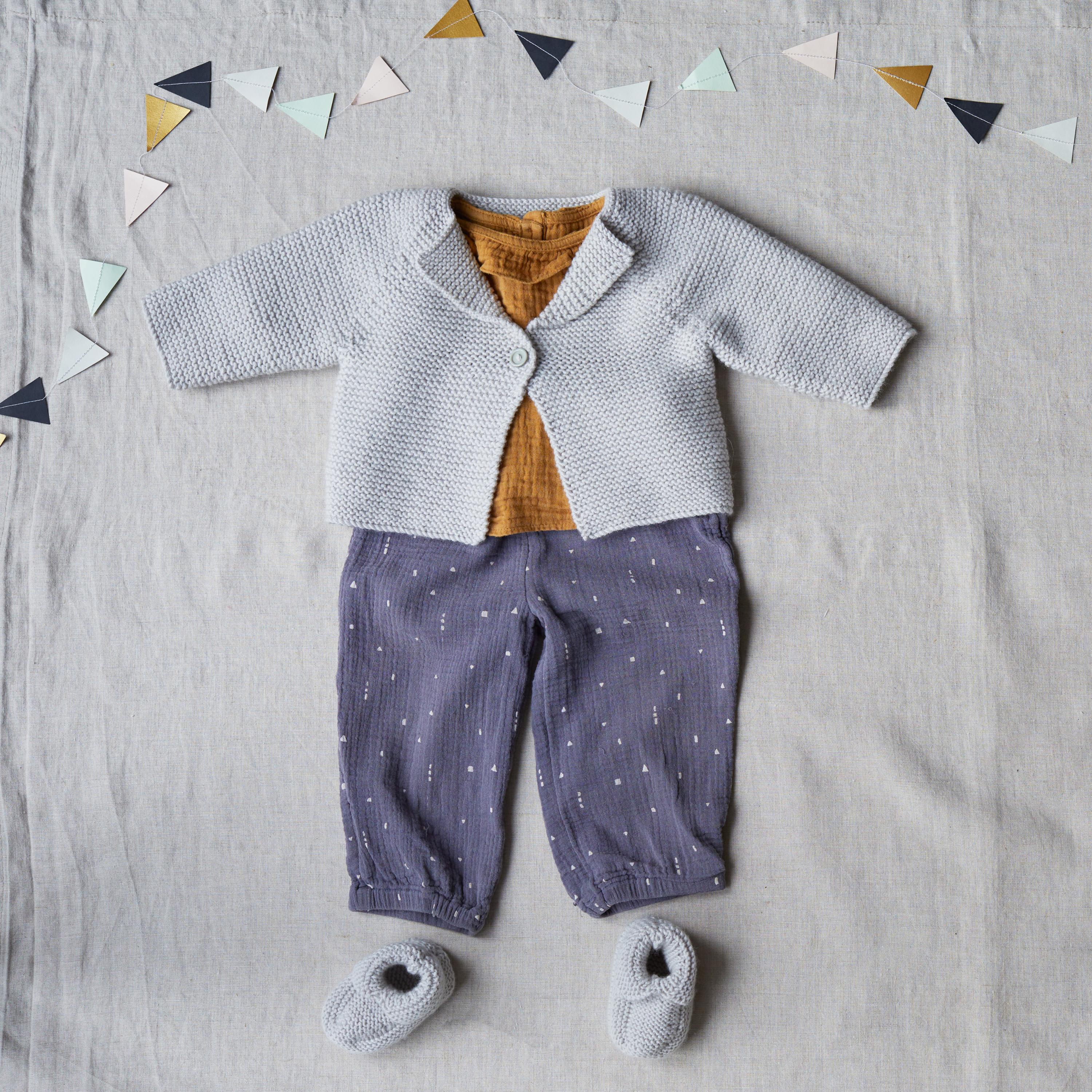 Cosmo Garter stitch Baby Jacket and bootees