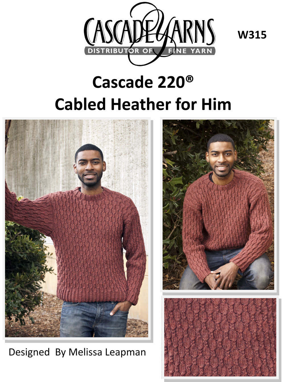Cascade Yarns W Cabled Heather For Him Knitting Pattern