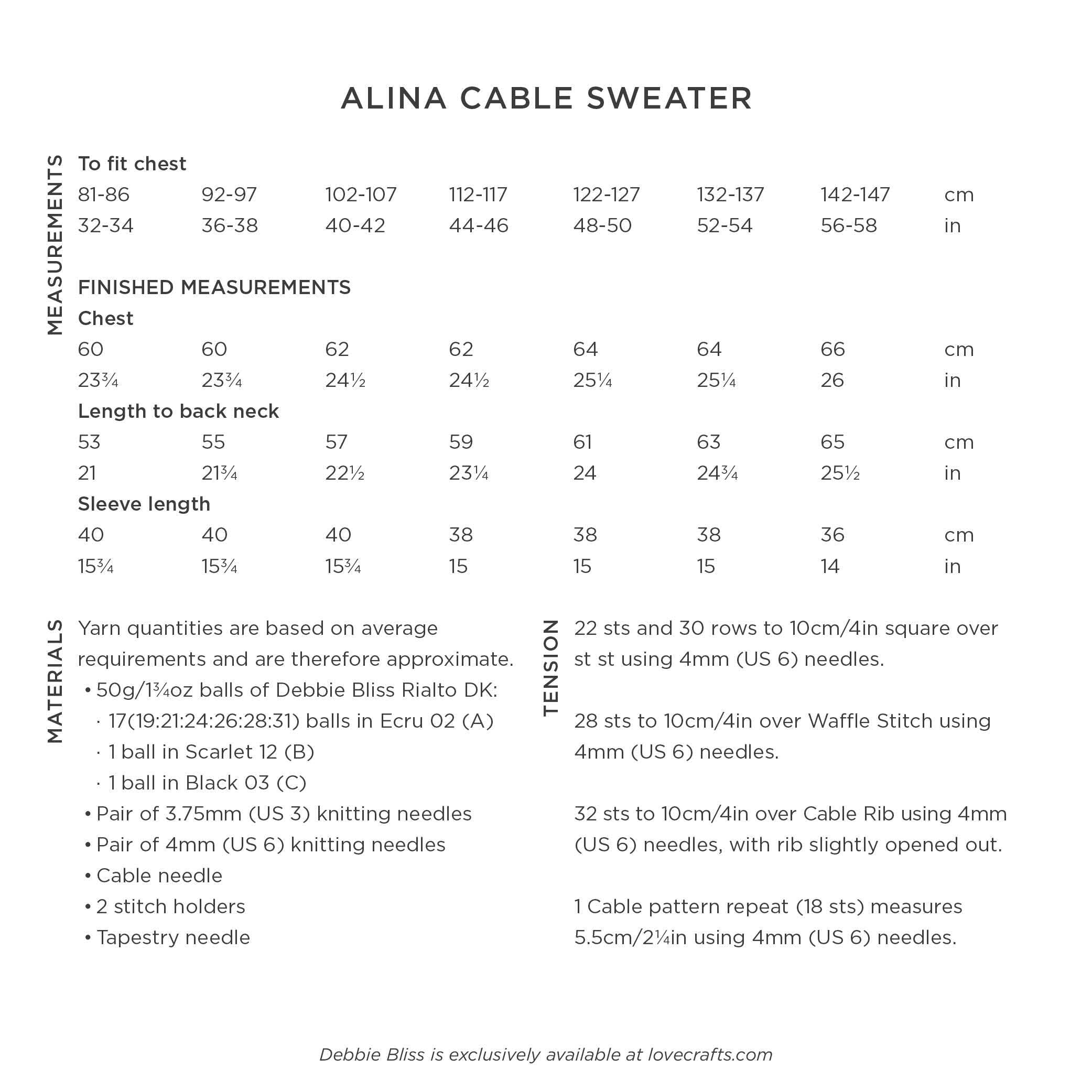 Debbie Bliss Alina Cable Sweater Knitting Pattern