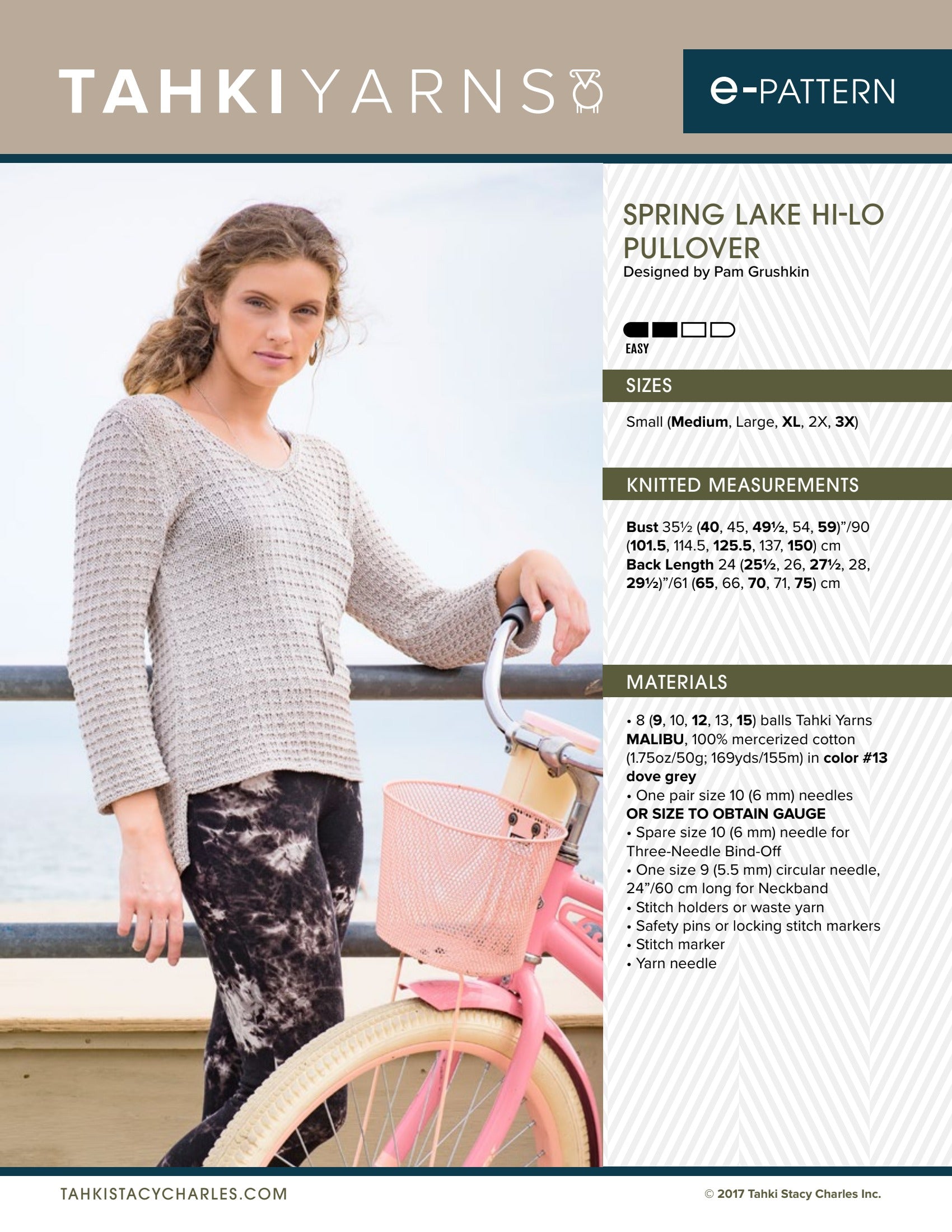 Tahki Yarns Spring Lake Hi-Lo Pullover Knitting Pattern