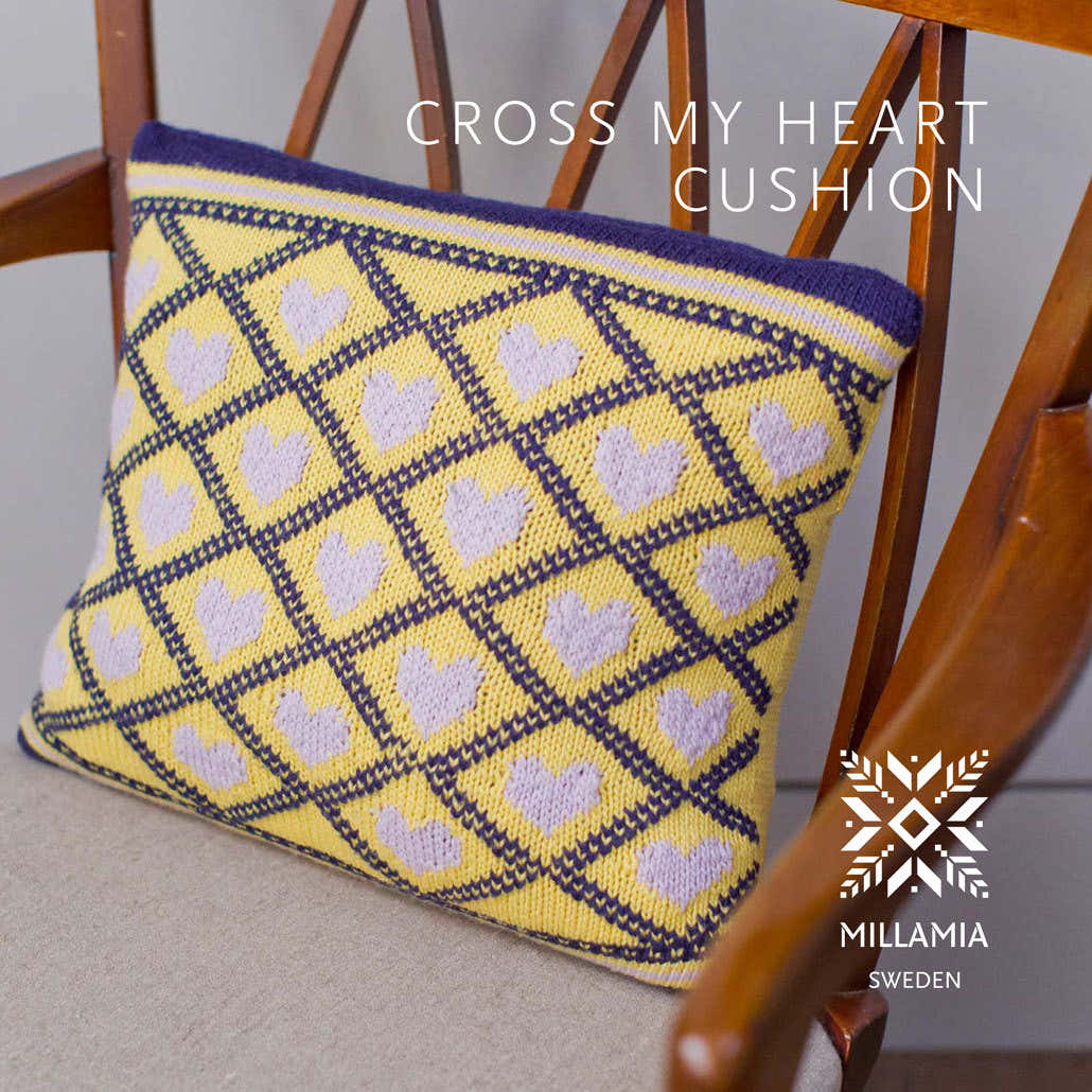MillaMia Cross My Heart Cushion Cover Knitting Pattern