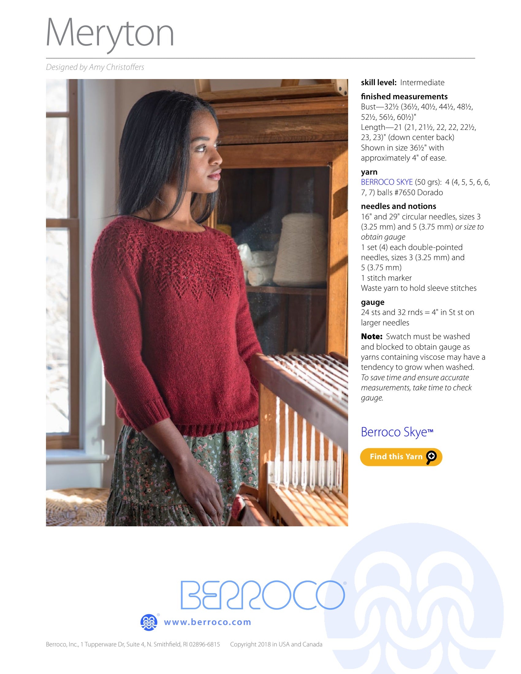 Berroco Meryton Jumper Knitting Pattern