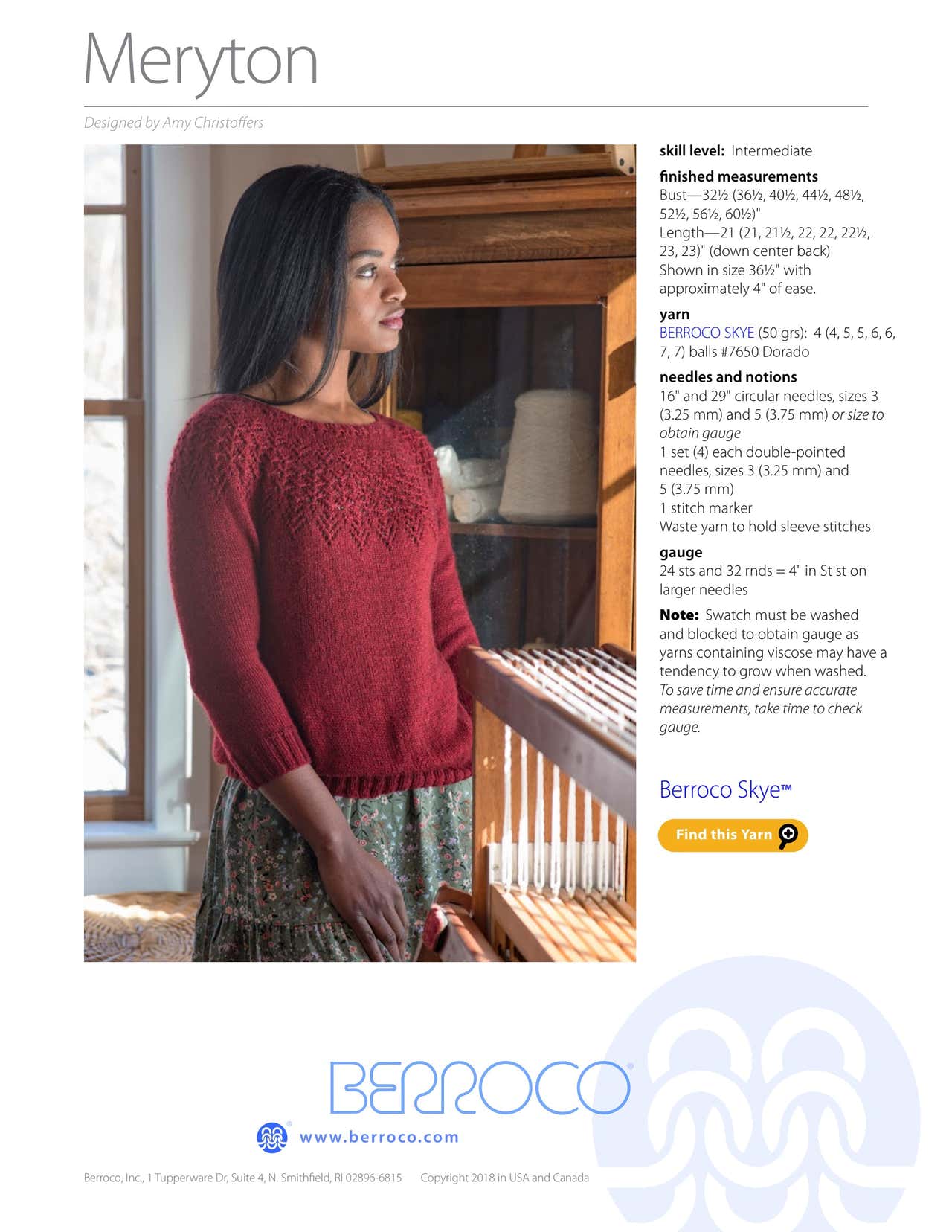 Berroco Meryton Jumper Knitting Pattern