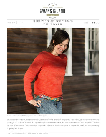Swans Island Bienvenue Womens Pullover Knitting Pattern