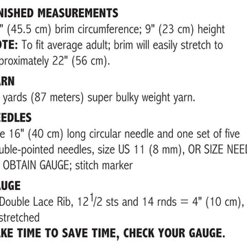 Double Lace Rib Hat #703