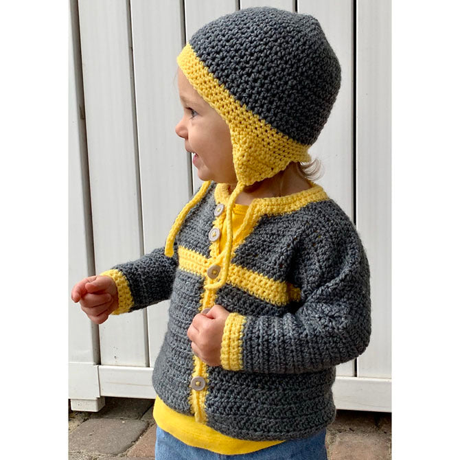 Plymouth Yarn Crocheted Cottage Baby Cardigan and Hat