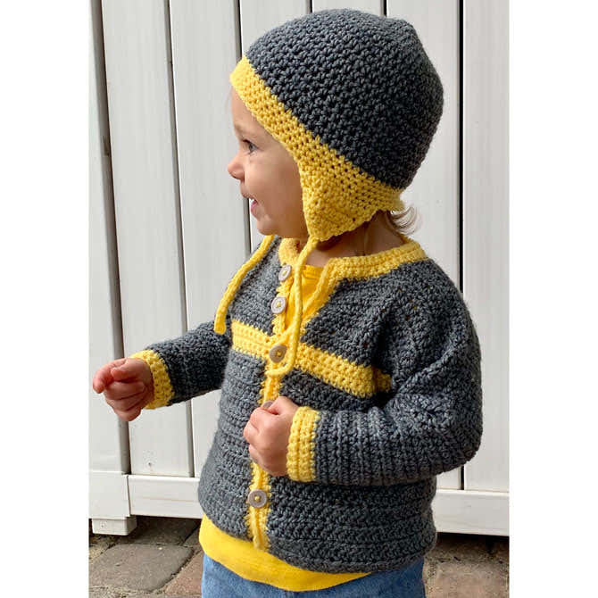 Plymouth Yarn Crocheted Cottage Baby Cardigan and Hat