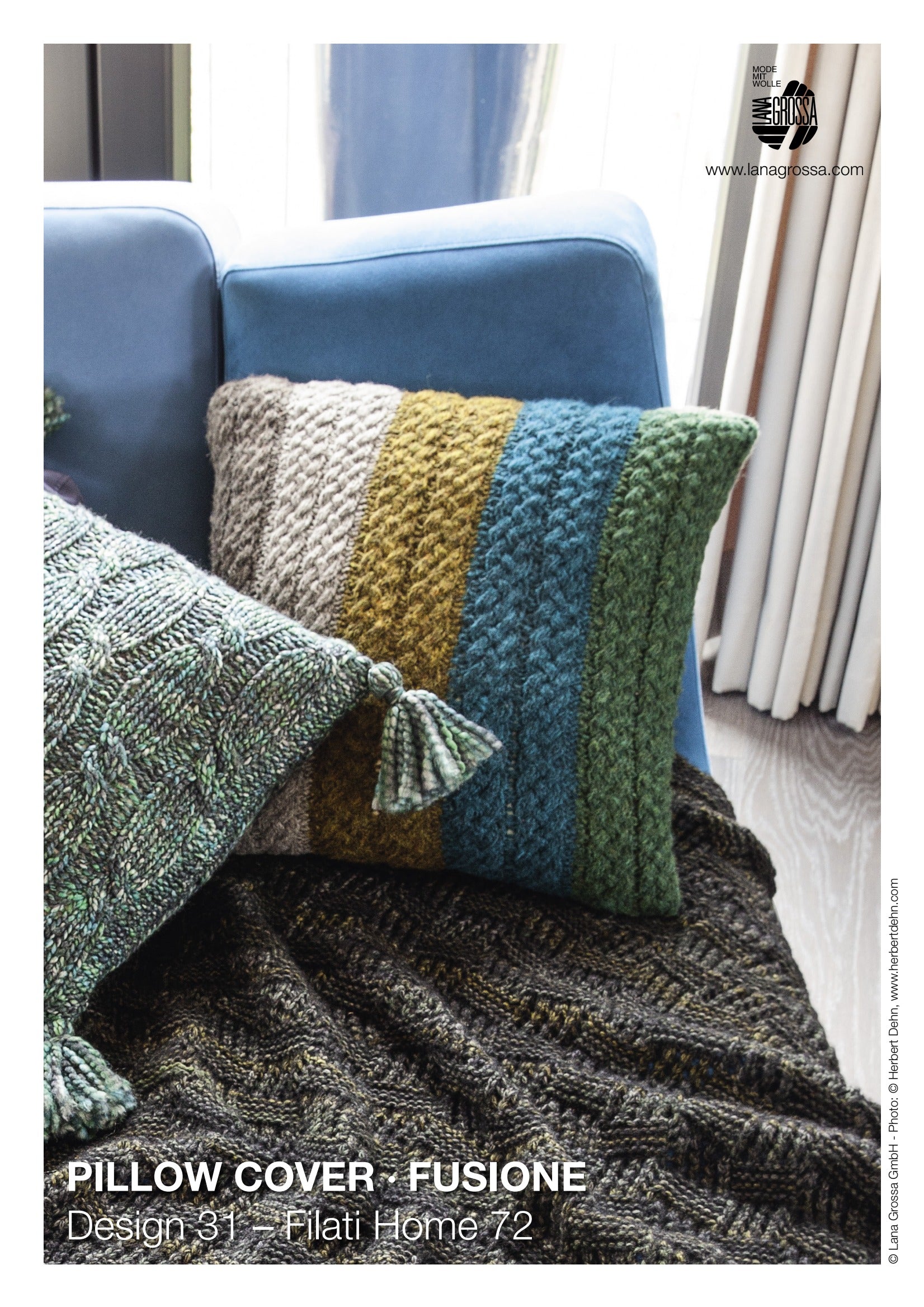 Lana Grossa Pillow Cover Homeware Knitting Pattern