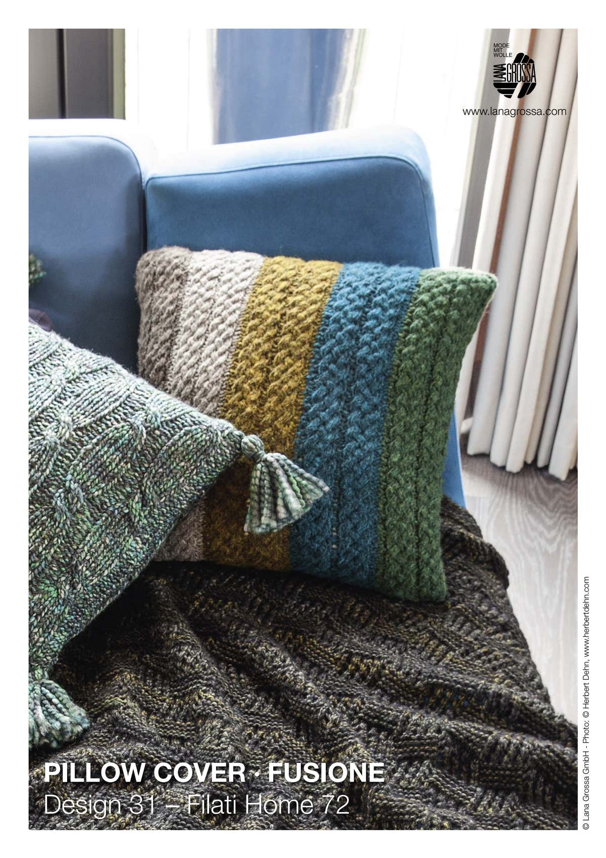 Lana Grossa Pillow Cover Homeware Knitting Pattern