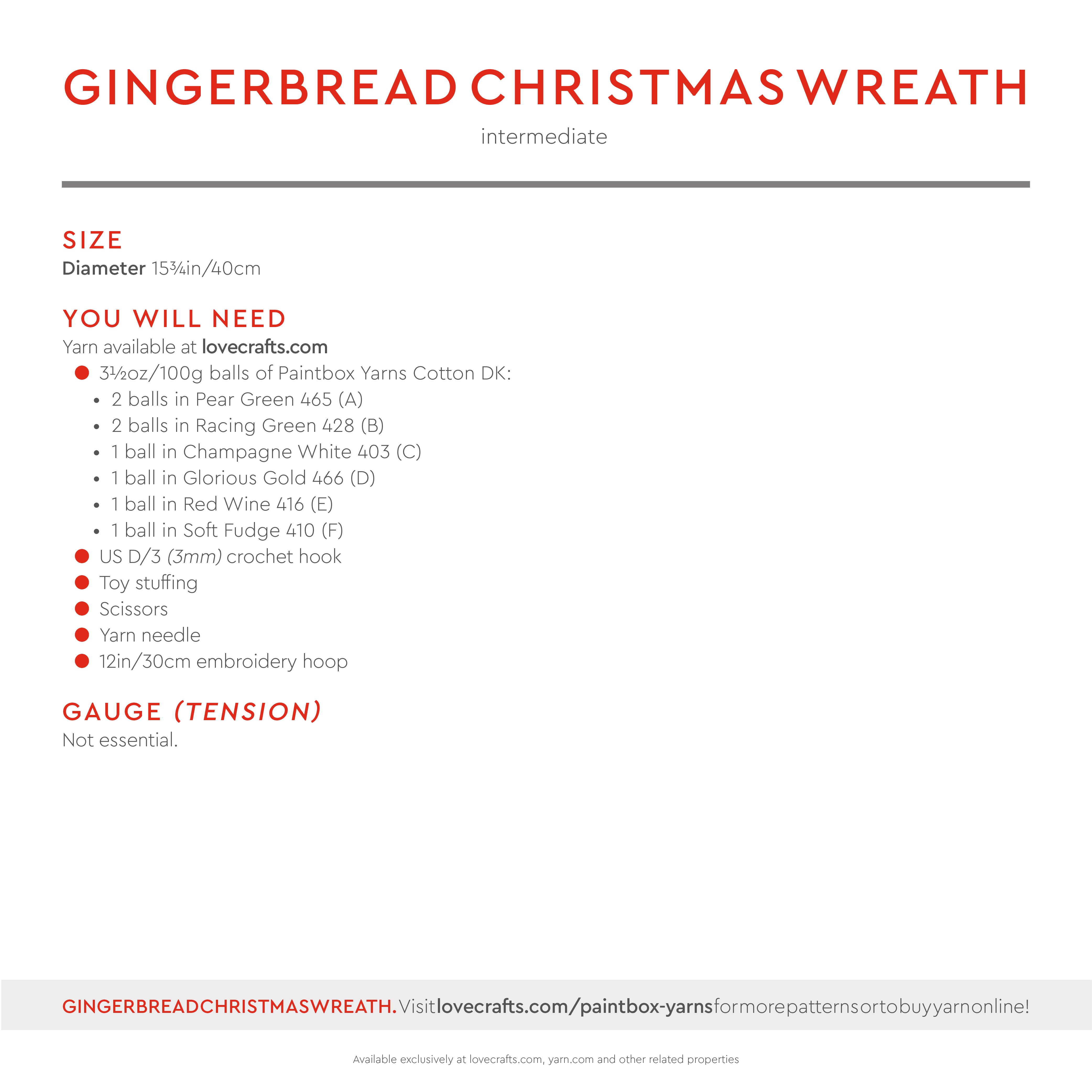 Paintbox Yarns Gingerbread Christmas Wreath Crochet Pattern