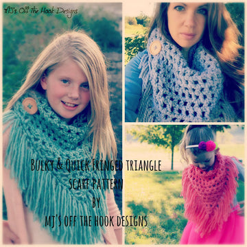 Bulky & Quick Fringed Triangle Scarf
