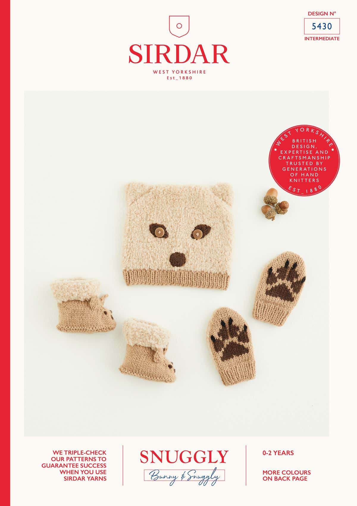 Sirdar Foxy Hat, Mittens & Booties Knitting Pattern