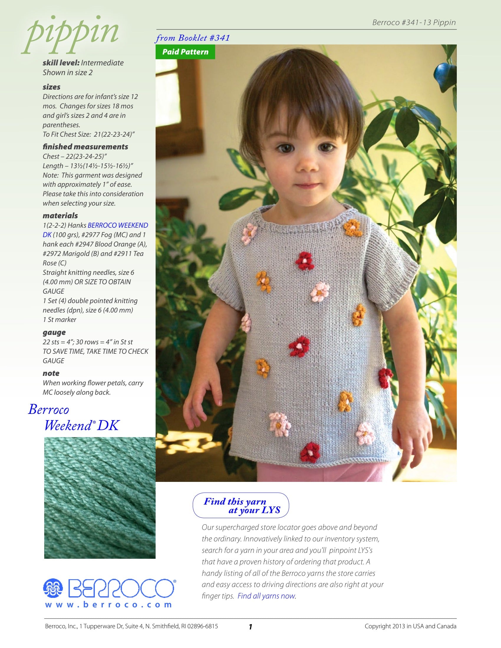 Berroco Pippin Jumper Knitting Pattern