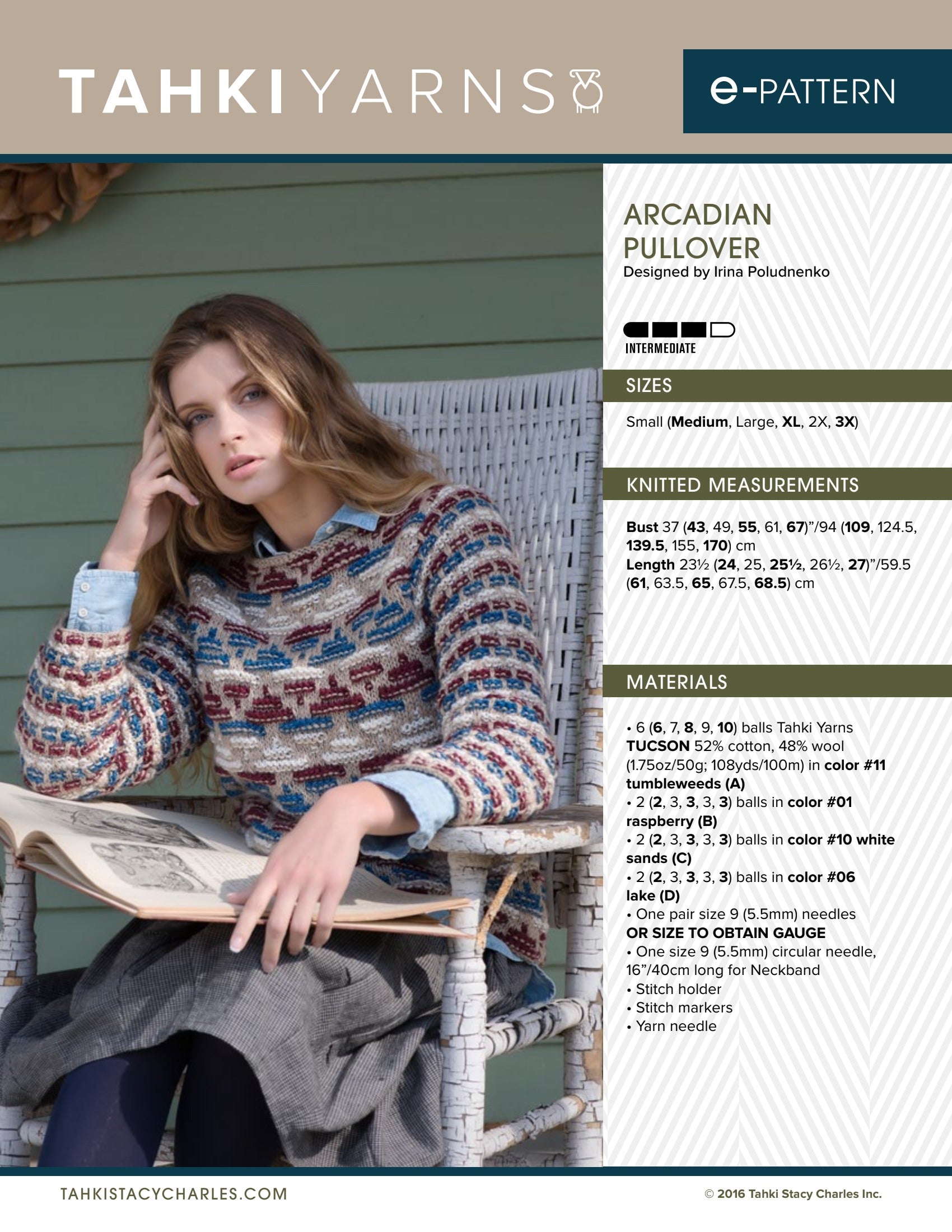Tahki Yarns Arcadian Pullover Knitting Pattern