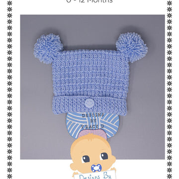 Square pom pom hat Bay boy or girl