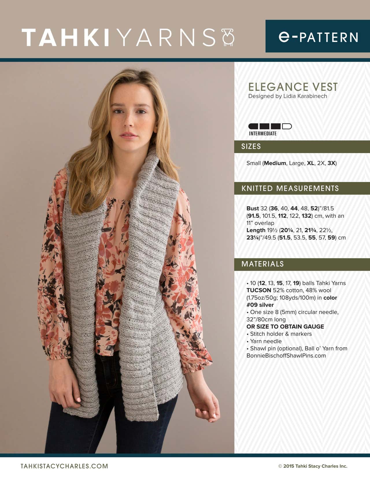 Tahki Yarns Elegance Vest Knitting Pattern