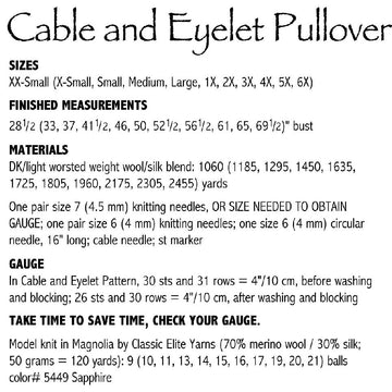 Cable and Eyelet Pullover #186