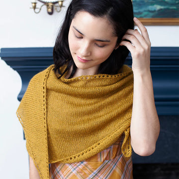 Churchmouse Studio Demi Lune Scarf in Rowan Kidsilk Haze/Tosh Silk Cloud