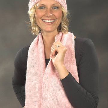 Breast Cancer Awareness Scarf & Hat in Plymouth Baby Alpaca Worsted - F292 - PDF