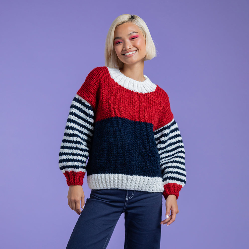 Paintbox Yarns Everyday Stripe Sweater Knitting Pattern