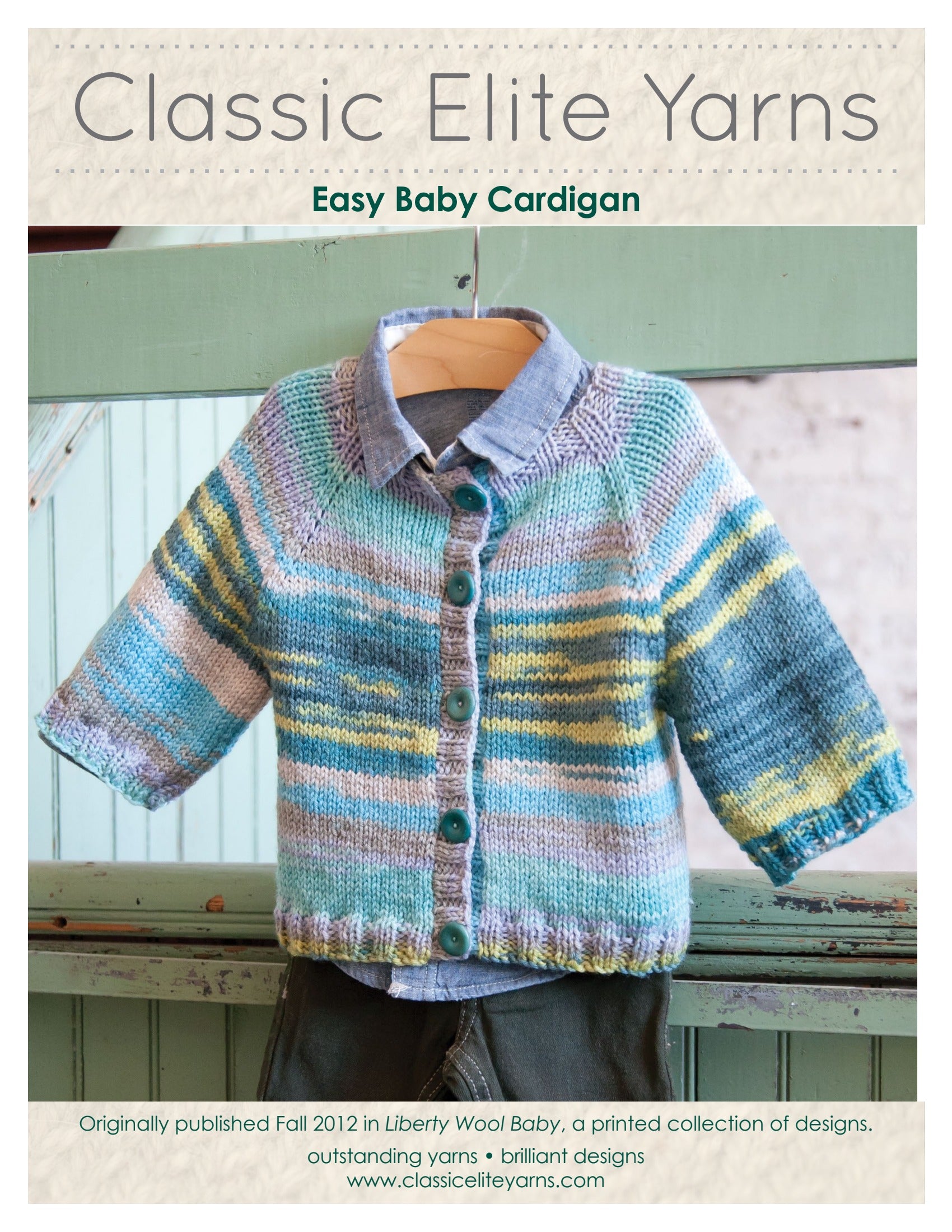 Classic Elite Yarns Easy Baby Cardigan Knitting Pattern