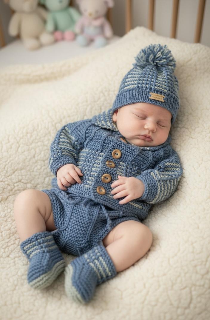 "Nathan" 4 piece set, with 8 size options  from Premature to 24 Months