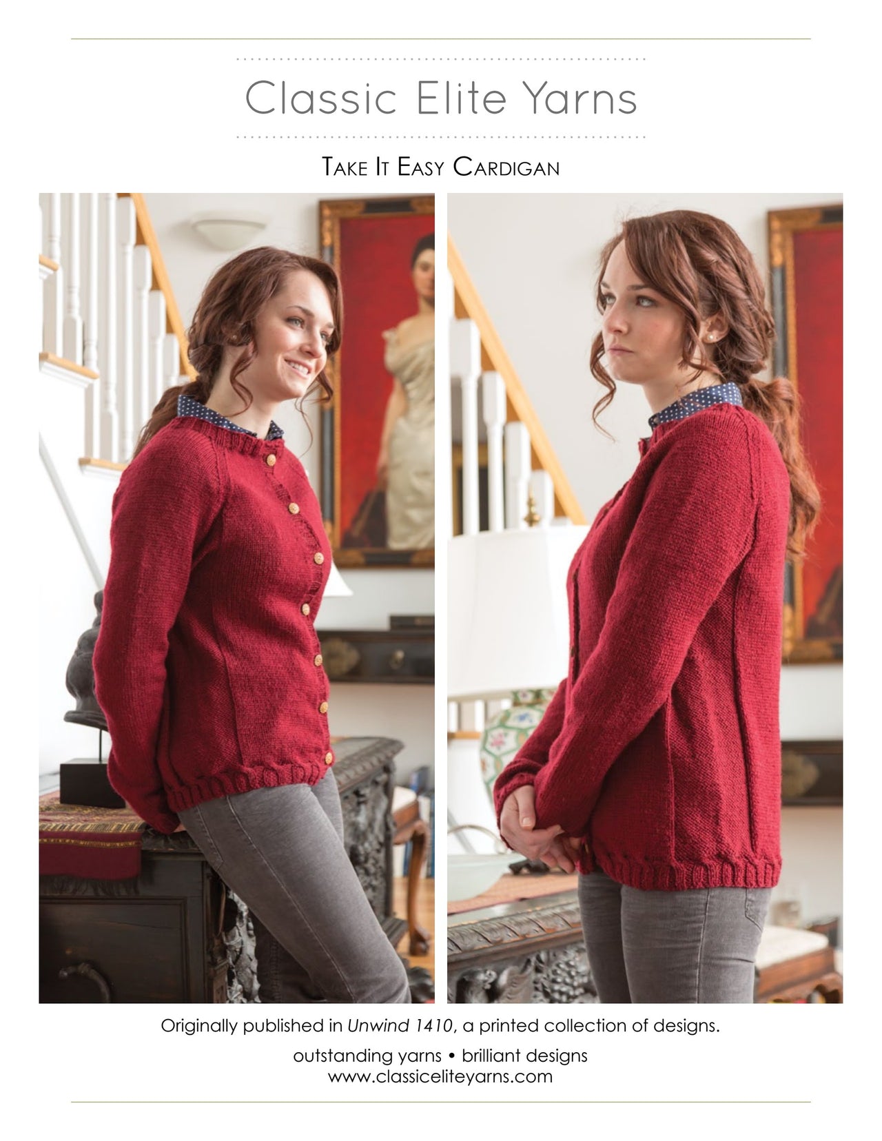Classic Elite Yarns Take It Easy Cardigan Knitting Pattern