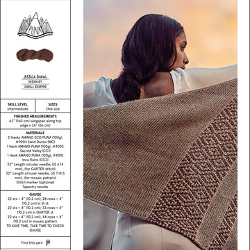 AMANO Jessica Shawl Wrap Knitting Pattern