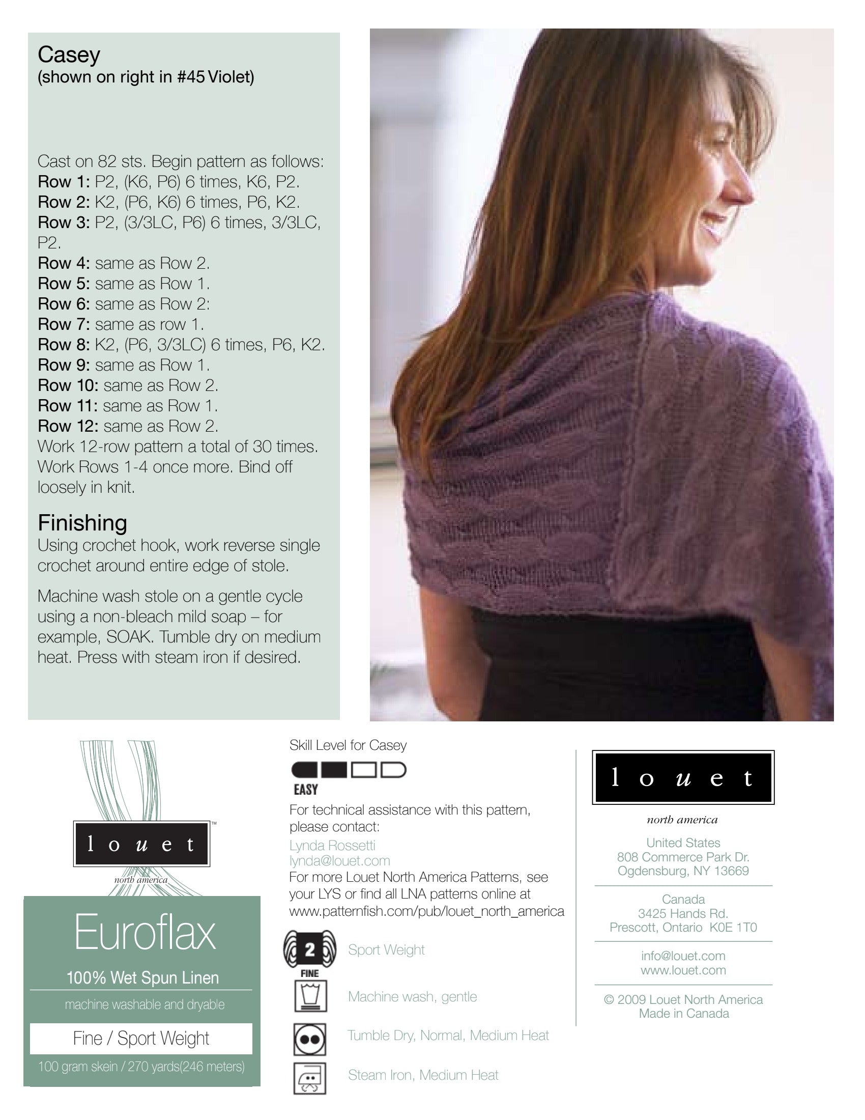 Louet Casey Wrap Crochet Pattern