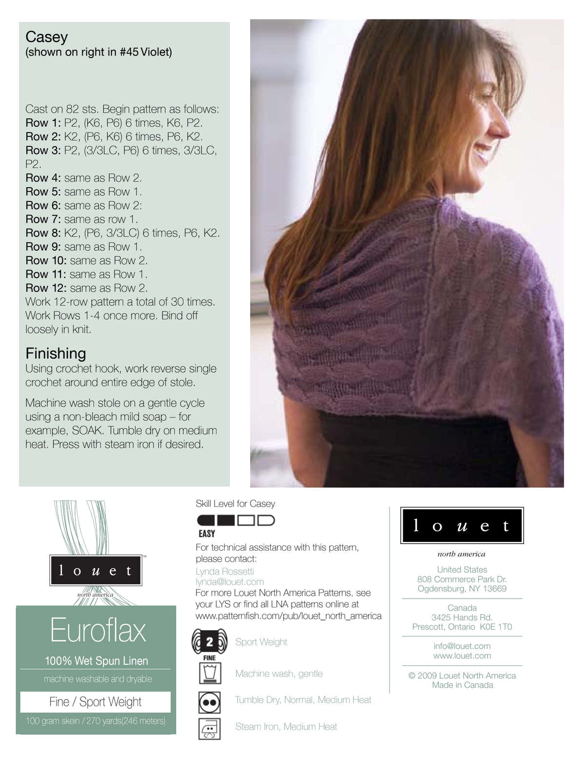 Louet Casey Wrap Crochet Pattern