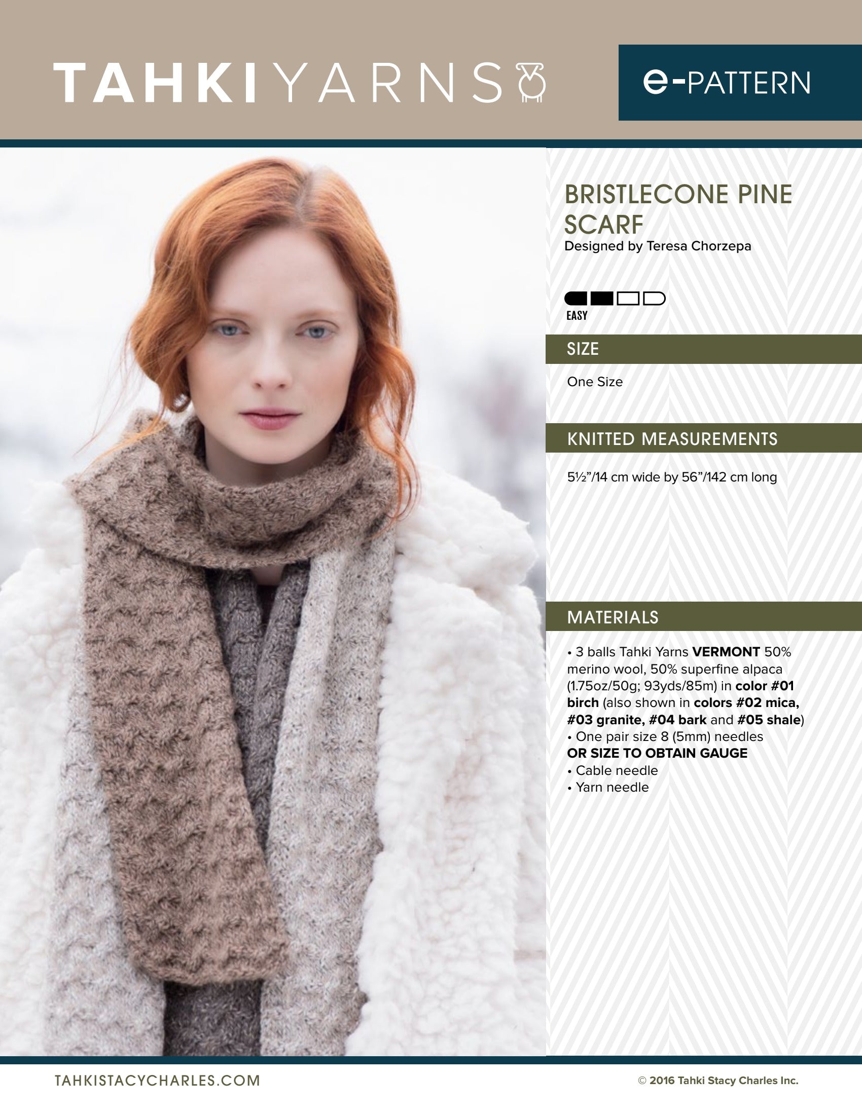 Tahki Yarns Bristlecone Pine Scarf Knitting Pattern