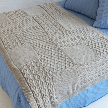 Aran Knit Sampler Afghan in Lion Brand Fishermen's Wool - 80801AD