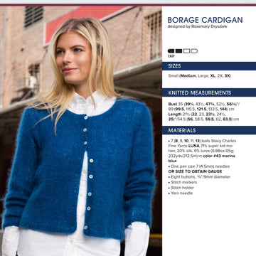 Stacy Charles Fine Yarns Borage Cardigan Knitting Pattern